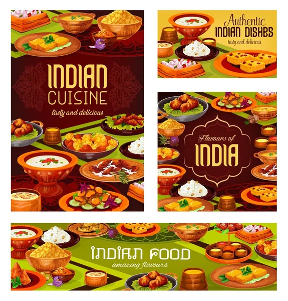Dania z ryżu indyjskiego, mięso curry, ser, warzywa — Wektor stockowy