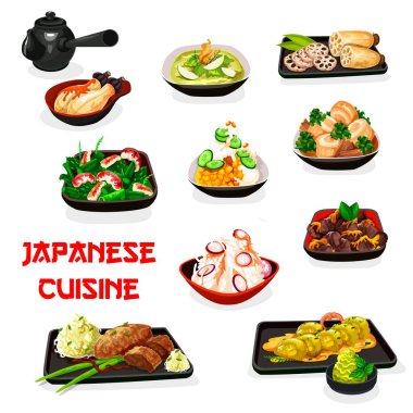 Et ve karidesli Japon sebze yemekleri