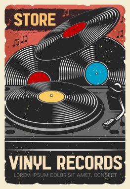 Musical instruments and vinyl records store clipart