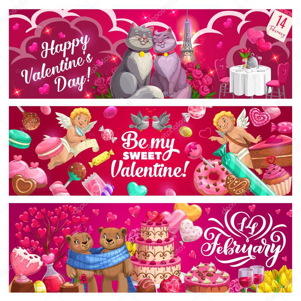 Valentines Day hearts, love holiday gifts, Cupids