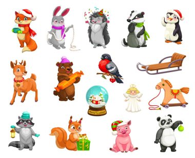 Mutlu Noeller tatil hayvanları ve dekorasyonlar.