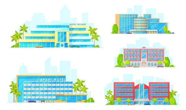 Apart hotel resort building icons — 图库矢量图片