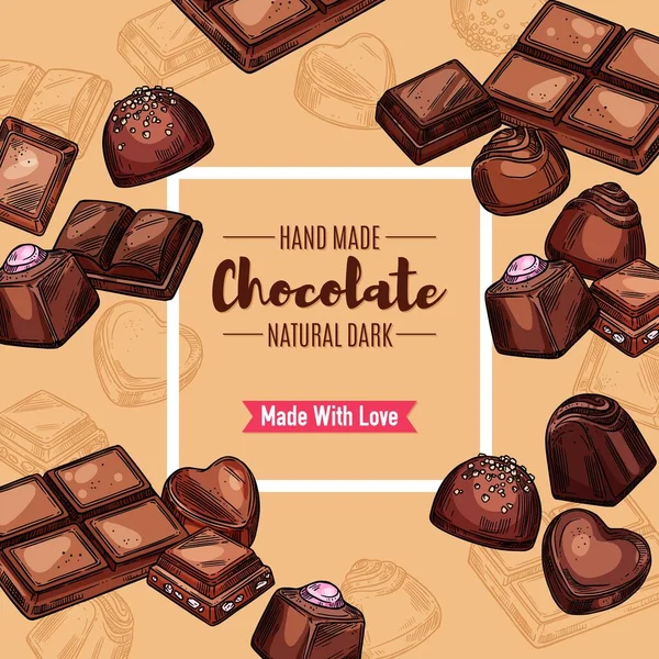 Dulces de chocolate, dulces y postres — Vector de stock