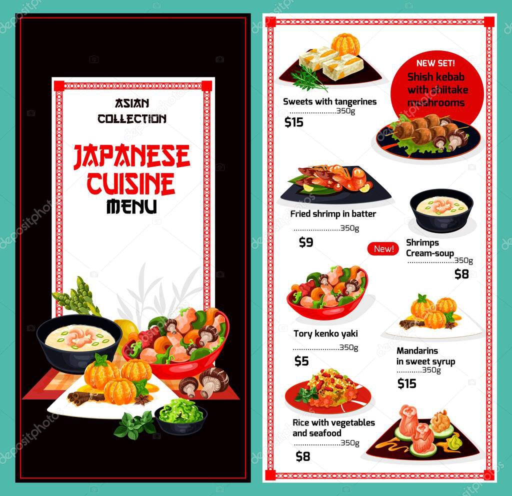 Japanese menu dishes cover template