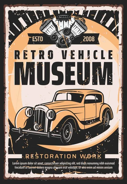 Retro fordon museum, vintage bil reparation service — Stock vektor