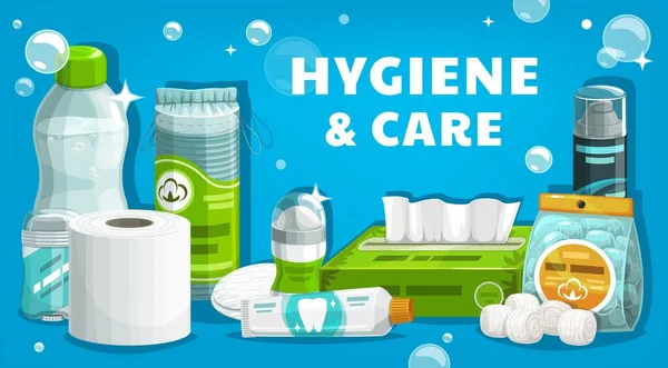 Dagelijkse hygiëne, persoonlijke gezondheid product poster — Stockvector
