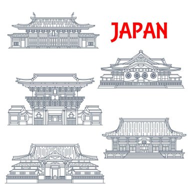 Tokyo binalarının Japonya simgelerinin seyahat simgeleri