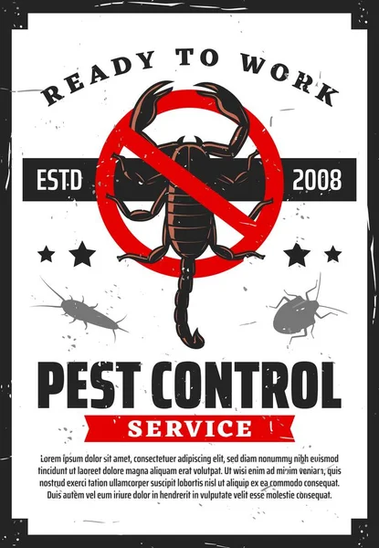 Scorpion έντομα συντροφιάς υπηρεσία εξόντωσης ελέγχου — Διανυσματικό Αρχείο