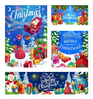 Mutlu Noeller Noel Baba ve karda hediyeler