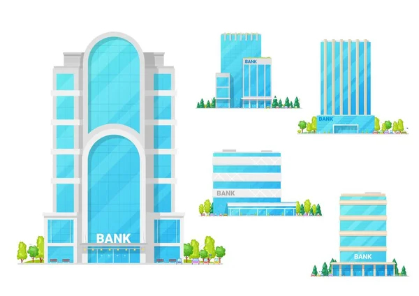 Банки та фінансовий центр архітектура будівель — стоковий вектор