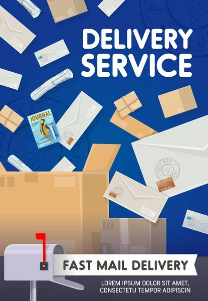 Postutdelning, paket och försändelser — Stock vektor
