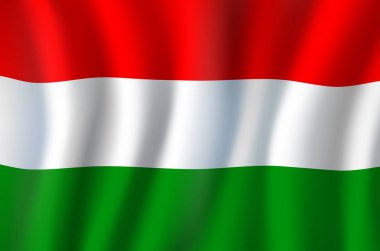 3D gerçekçi dalgalı Macaristan bayrağı, ulusal sembol