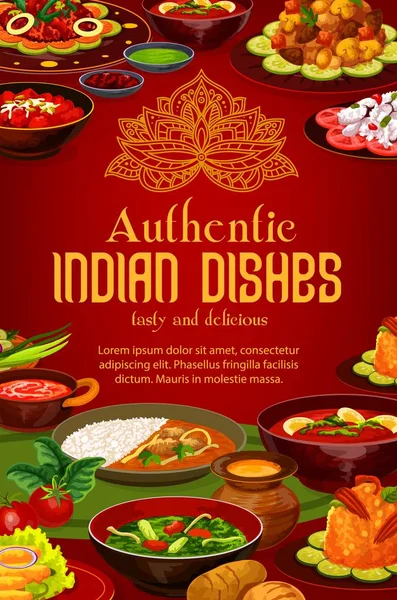 인도 요리 표지, 진품 인도 요리 — 스톡 벡터
