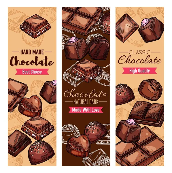 Csokoládéédesség, fekete és tejcsokoládé cukorka — Stock Vector