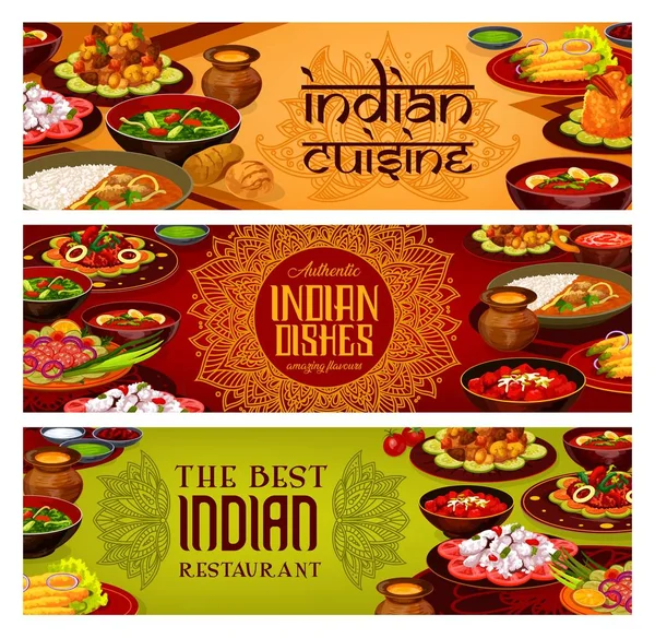 Indian restaurant, authentic India food dishes — Stock Vector