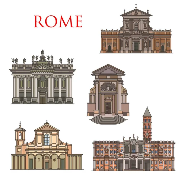 Monumentos de la arquitectura de Roma, Italia edificios — Vector de stock