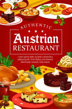 Menu of Austrian food, european cuisine dishes clipart