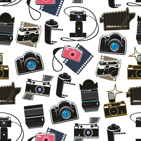 数码相机和复古相机无缝模式 — 图库矢量图片