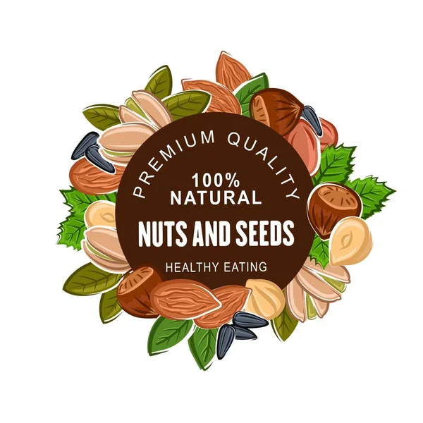 Samen und Nüsse, Erdnüsse und Kerne, Pistazien — Stockvektor