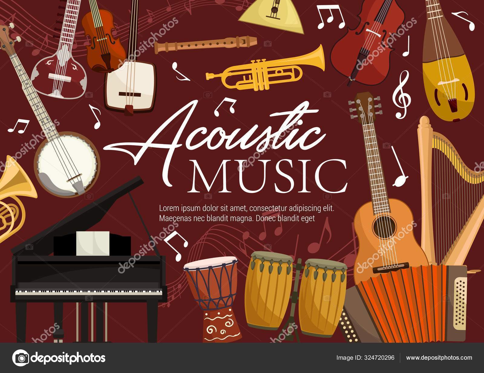 Instruments de musique r tro note de musique folk Instruments de musique r tro note de musique folk