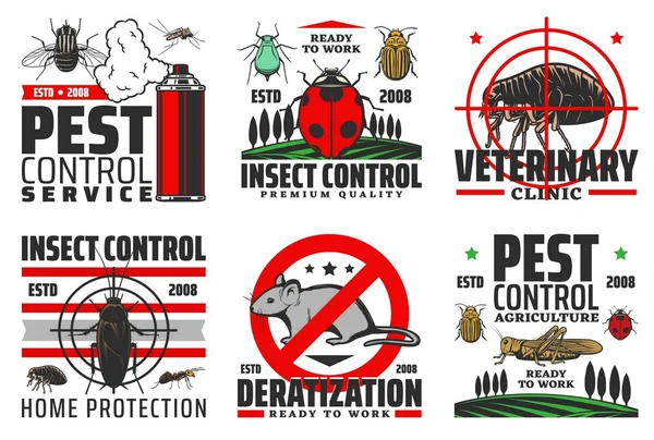 Insectos y control de plagas, protección de la cosecha — Archivo Imágenes Vectoriales