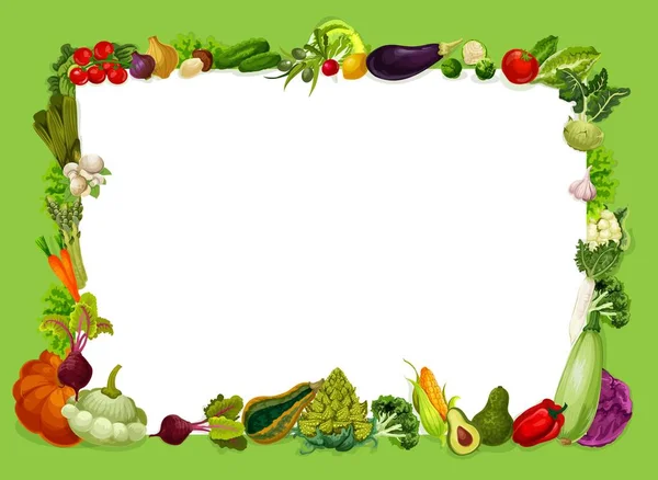 Cadre végétarien, légumes et épicerie alimentaire — Image vectorielle
