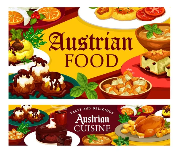 Food, desserts of Austria, national cuisine dishes — Stock Illustration Food, desserts of Austria, national cuisine dishes Royalty Free Stock Illustrations