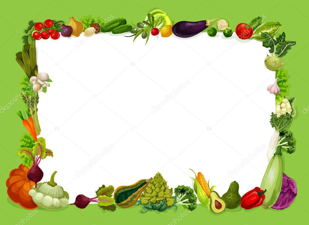 Veggies frame, vegetable and grocery shop food