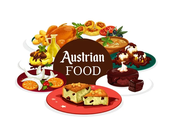 Food of Austria, national meals and desserts — Stock Illustration Food of Austria, national meals and desserts Royalty Free Stock Vectors