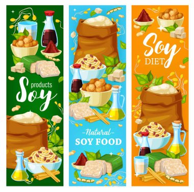 Soya yemeği, vejetaryen protein beslenme pankartları.