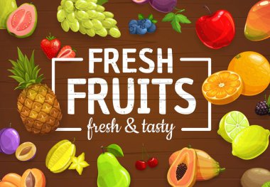 Egzotik tropik meyveler, çiftlik bahçesi böğürtlenleri posteri