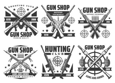 Military weapon and guns ammunition shop clipart