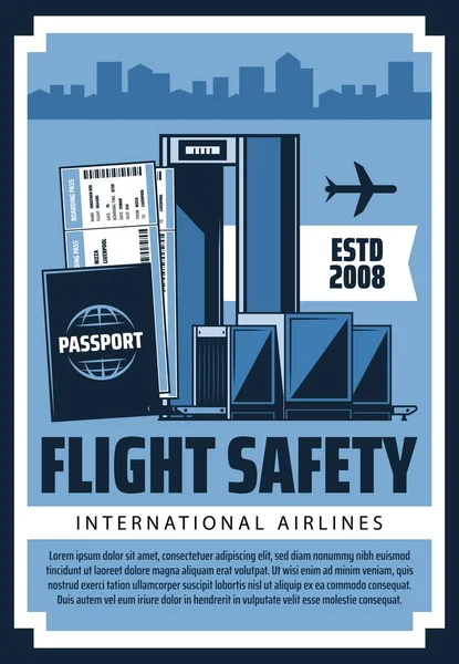 Internationale Fluggesellschaften, Flugsicherheit am Flughafen — Stockvektor