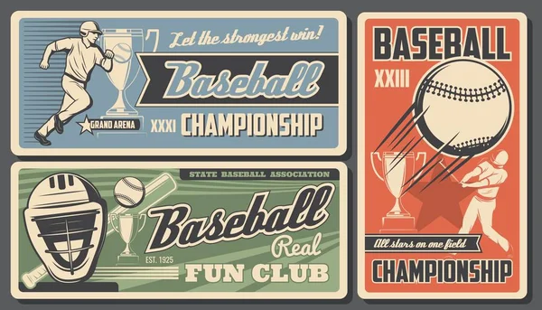 Béisbol club de fans, campeonato de equipo deportivo — Archivo Imágenes Vectoriales