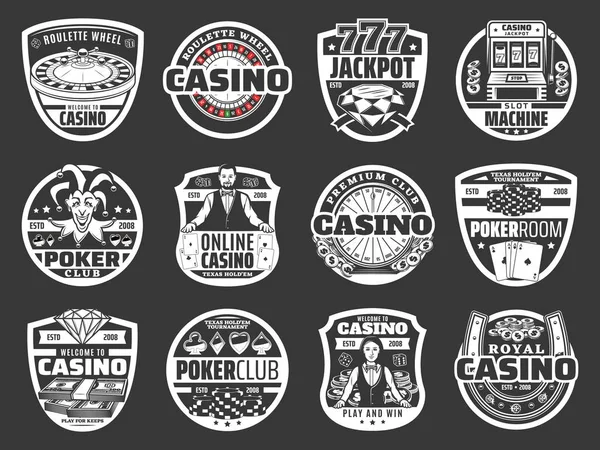 Online kasino poker, kolo štěstí hazardních her — Stockový vektor