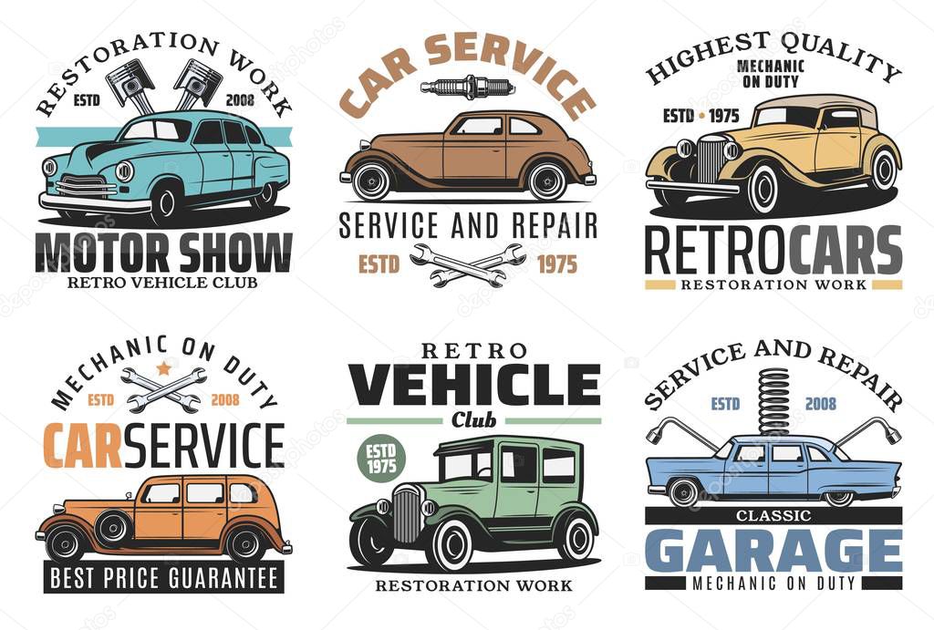 Retro vehicles auto service, vintage car repair