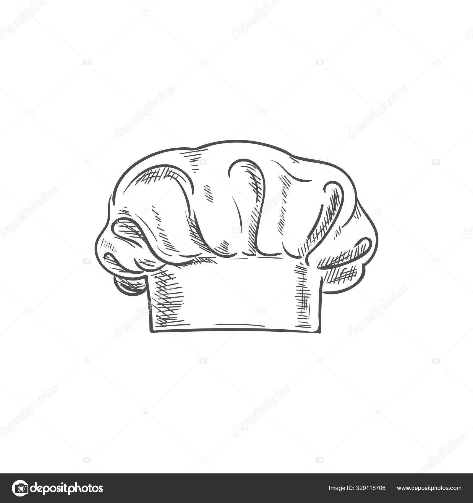 Baker, kitchener or chef cook hat isolated sketch Stock Vector by