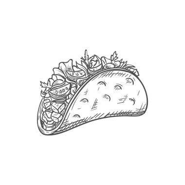Kızarmış tortilla izole edilmiş taco burrito atıştırmalığı.