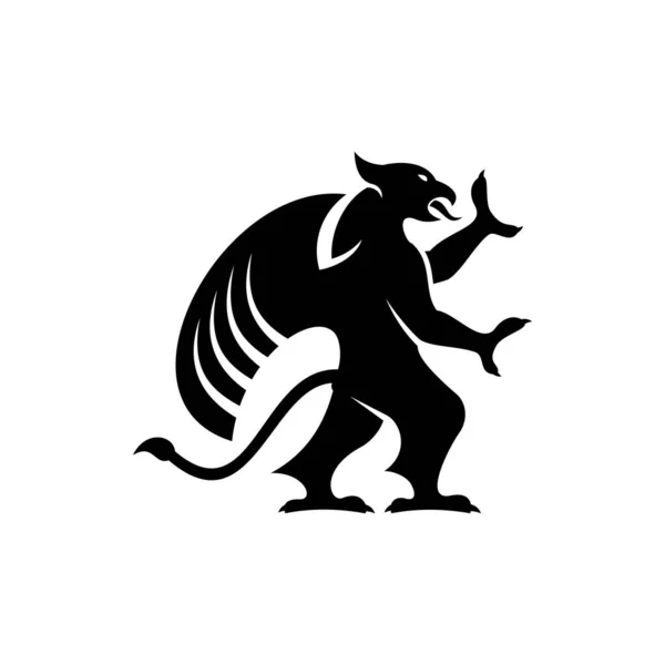 Griffin silhouette isolated. Vector black gryphon — 스톡 벡터