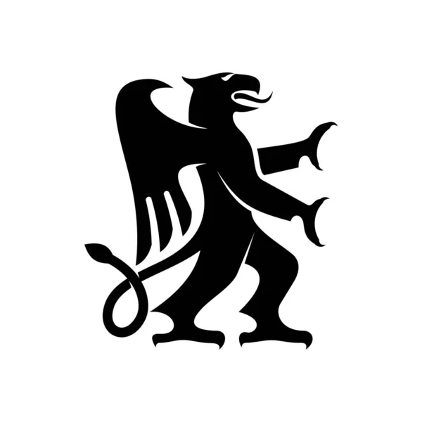 Griffon avec corps de lion, queue et pattes, tête d'aigle — Image vectorielle