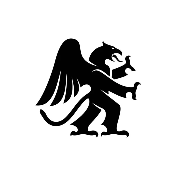 Dragon gryphon geïsoleerde heraldische dier silhouet — Stockvector