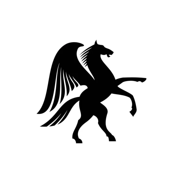 Caballo de animal alado aislado de unicornio o pegaso — Vector de stock