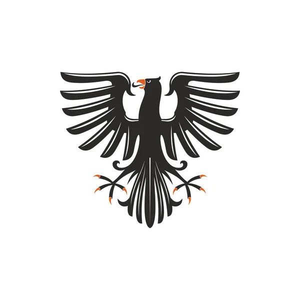 Zwarte adelaar heraldiek symbool geïsoleerde vogel mascotte — Stockvector