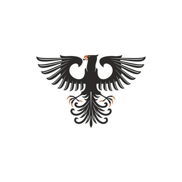 Zwarte adelaar heraldiek symbool geïsoleerde vogel mascotte — Stockvector