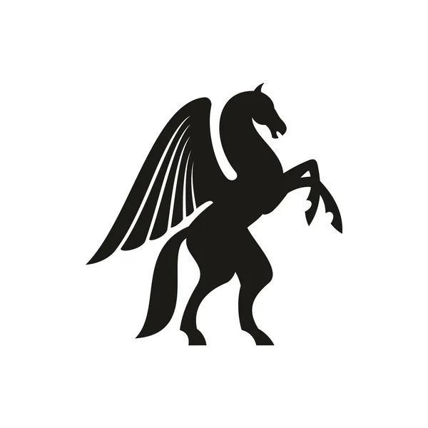 Caballo de animal alado aislado de unicornio o pegaso — Vector de stock