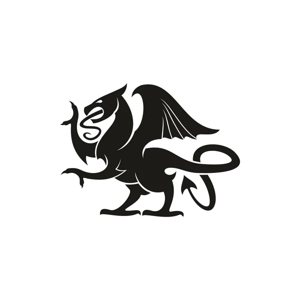 Ejderha gryphon izole edilmiş heraldry canavar hayvan — Stok Vektör