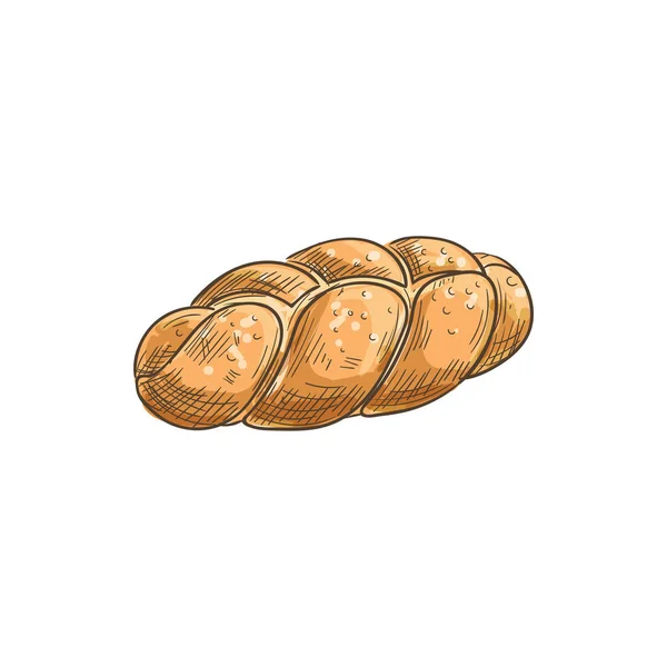 Sött flätat bröd isolerad skiss — Stock vektor