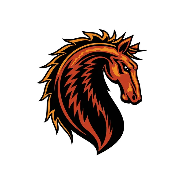 Mustang κεφάλι αλόγου απομονωθεί ιππασίας μασκότ αθλητισμού — Διανυσματικό Αρχείο