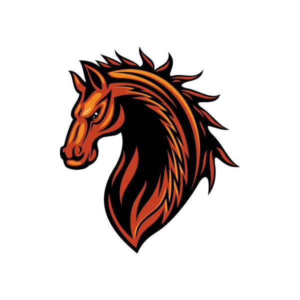 Mustang κεφάλι αλόγου απομονωθεί ιππασίας μασκότ αθλητισμού — Διανυσματικό Αρχείο