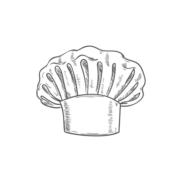Chapeau de cuisinier, cuisinier ou cuisinier croquis isolé — Image vectorielle